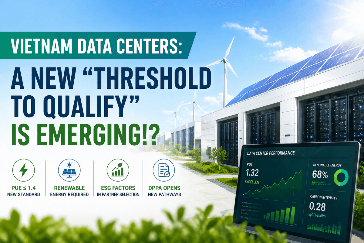 Vietnam Data Centers Face a New Qualification Threshold: Energy, PUE, and ESG Are Redefining the Market